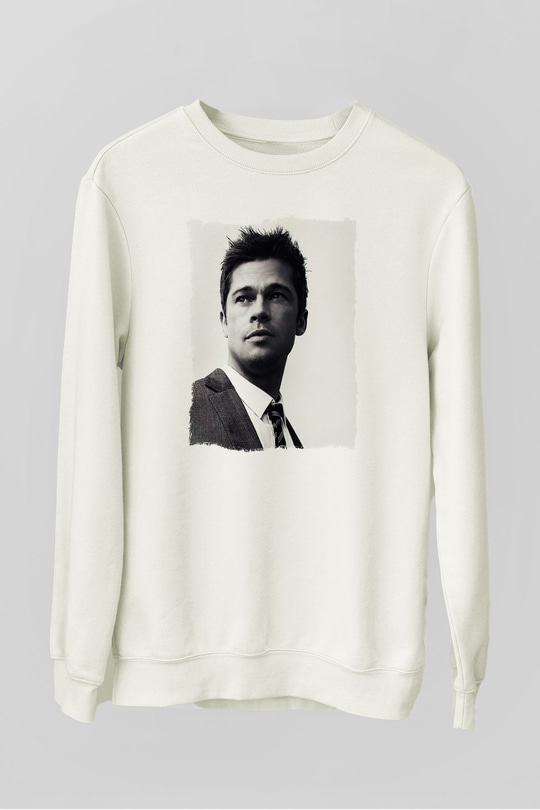 Brad Pitt Beyaz Unisex Sweatshirt
