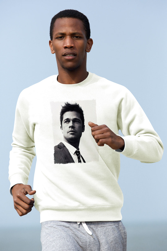 Brad Pitt Beyaz Unisex Sweatshirt