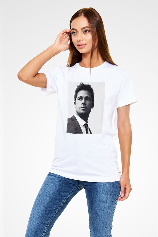 Brad Pitt Beyaz Unisex Tişört T-Shirt - TişörtFabrikası