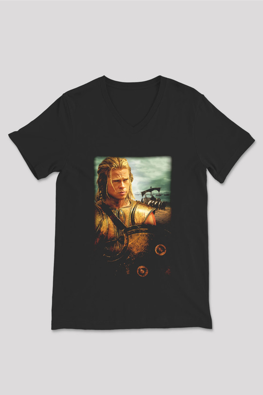 Brad Pitt Siyah Unisex V Yaka Tişört T-Shirt