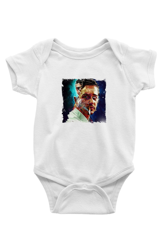 Brad Pitt Unisex Baskılı Beyaz Bebek Body - Zıbın