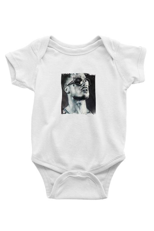 Brad Pitt Unisex Baskılı Beyaz Bebek Body - Zıbın