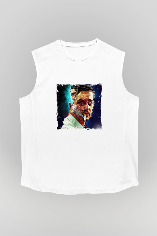 Brad Pitt Unisex Baskılı Beyaz Kolsuz Tişört