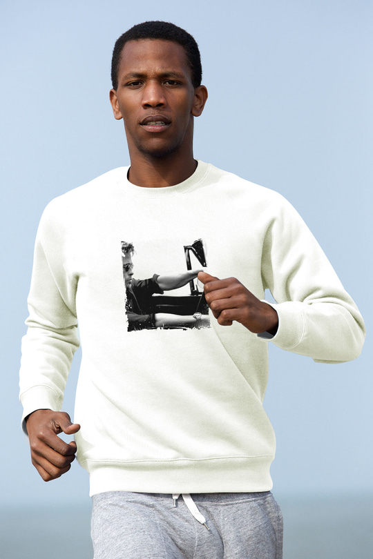 Brad Pitt Unisex Baskılı Beyaz Sweatshirt