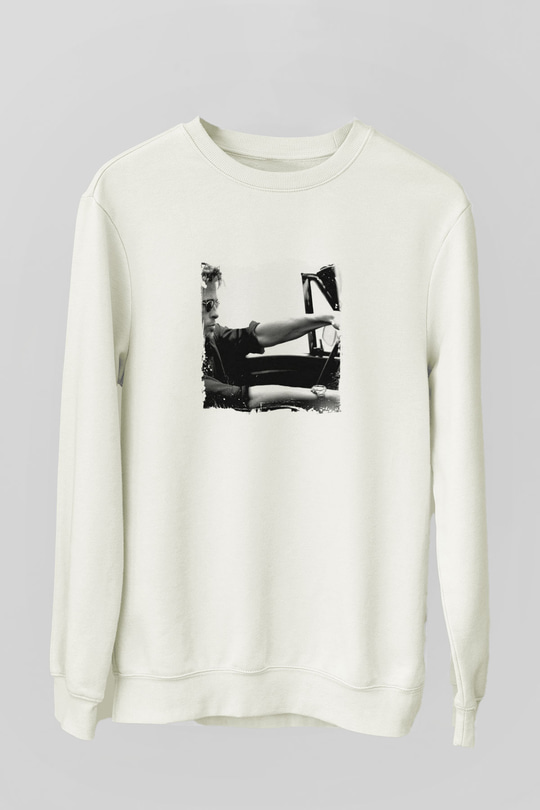 Brad Pitt Unisex Baskılı Beyaz Sweatshirt