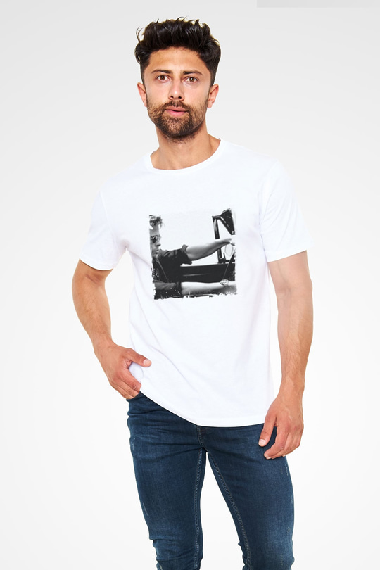 Brad Pitt Unisex Baskılı Beyaz Tişört