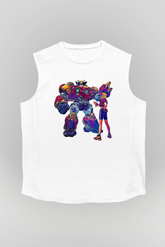 Brawl Stars Baskılı Beyaz Unisex Kolsuz Tişört - Tshirt