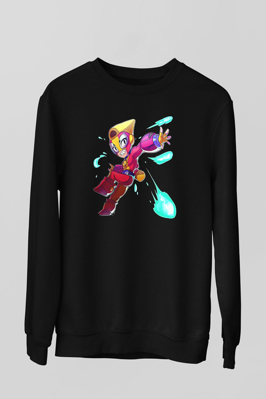 Brawl Stars Baskılı Unisex Siyah Sweatshirt