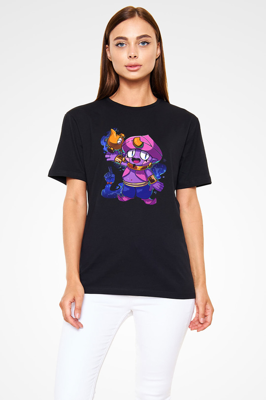 Brawl Stars Baskılı Unisex Siyah Tişört - Tshirt