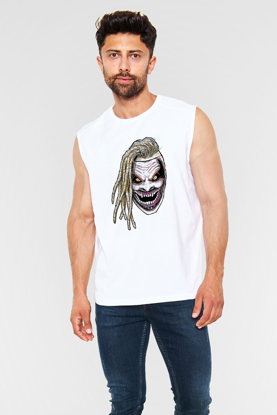 Bray Wyatt Baskılı Beyaz Unisex Kolsuz Tişört - Tshirt