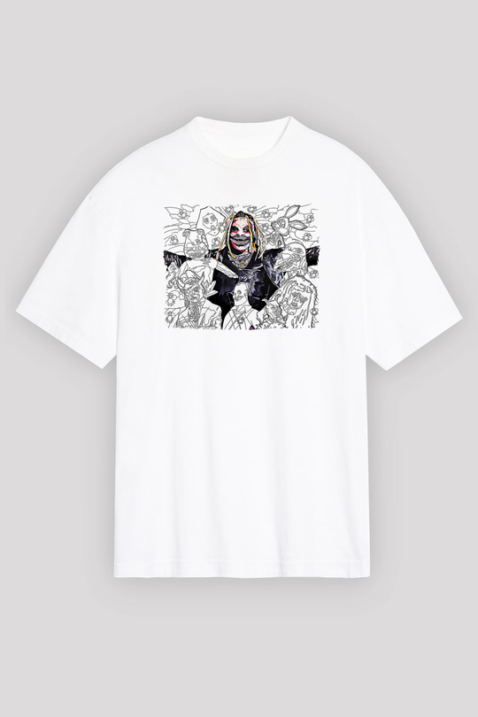 Bray Wyatt Baskılı Beyaz Unisex Oversize Tişört - Tshirt