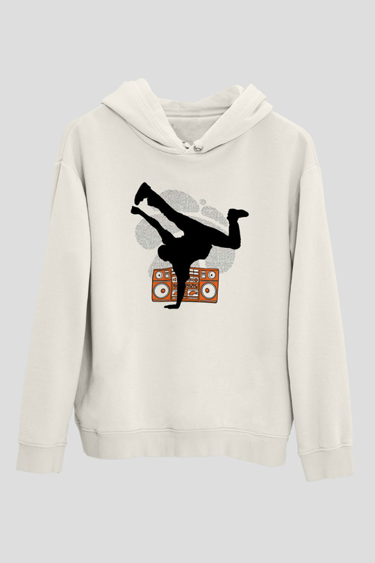 Breakdans Beyaz Unisex Hoodie