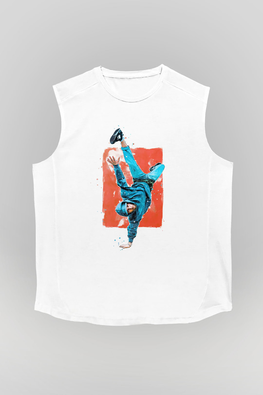 Breakdans Beyaz Unisex Kolsuz Tişört