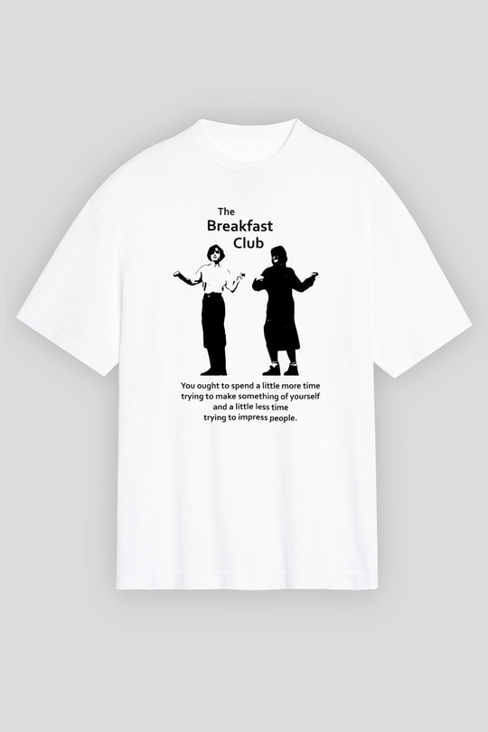 Breakfast Club Beyaz Unisex Oversize Tişört