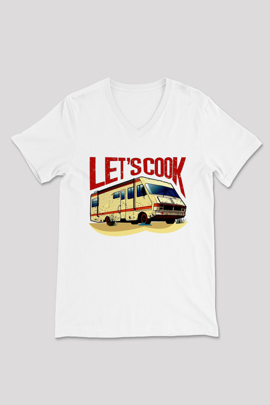 Breaking Bad Heisenberg Beyaz Unisex V Yaka Tişört