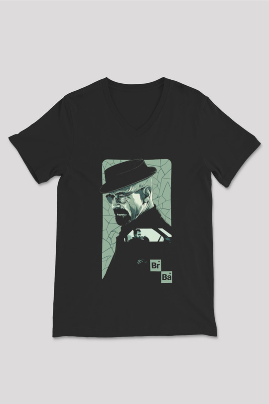 Breaking Bad Heisenberg Siyah Unisex V Yaka Tişört T-Shirt