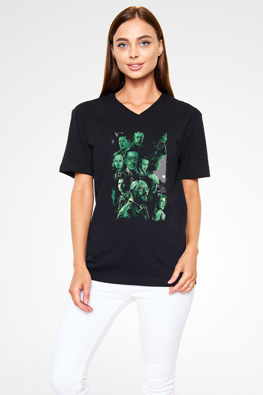 Breaking Bad Heisenberg Siyah Unisex V Yaka Tişört