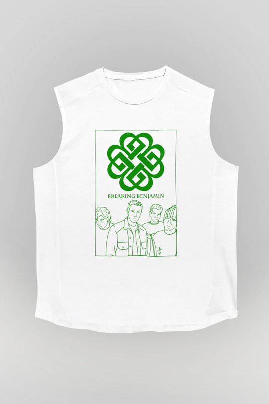 Breaking Benjamin Beyaz Unisex Kolsuz Tişört