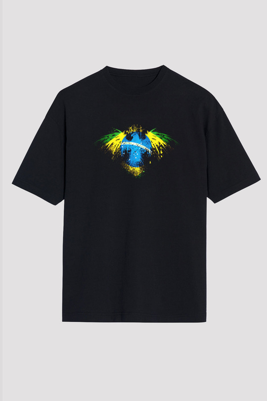 Brezilya Siyah Unisex Oversize Tişört T-Shirt