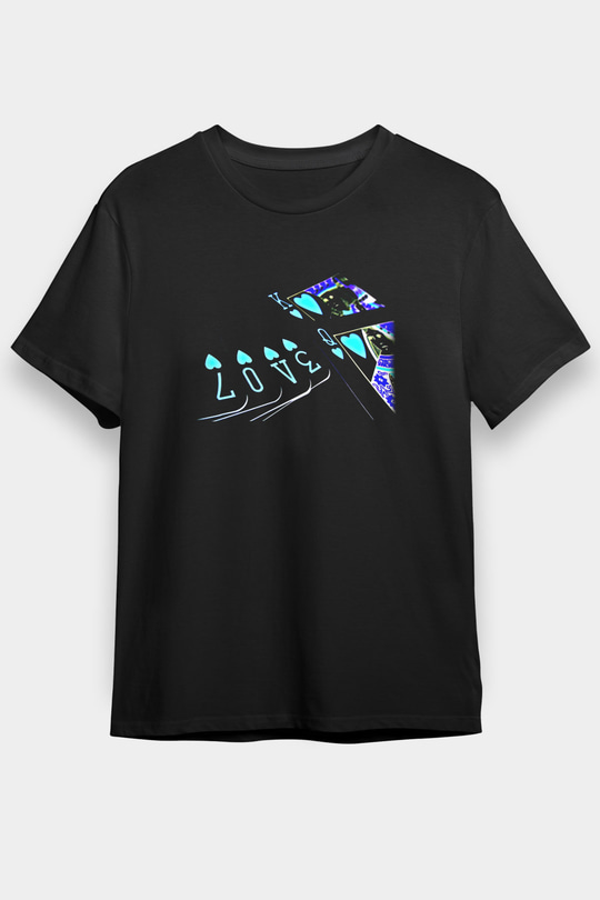Briç Baskılı Unisex Siyah Tişört - Tshirt