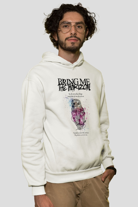 Bring Me the Horizon Beyaz Unisex Kapüşonlu Sweatshirt