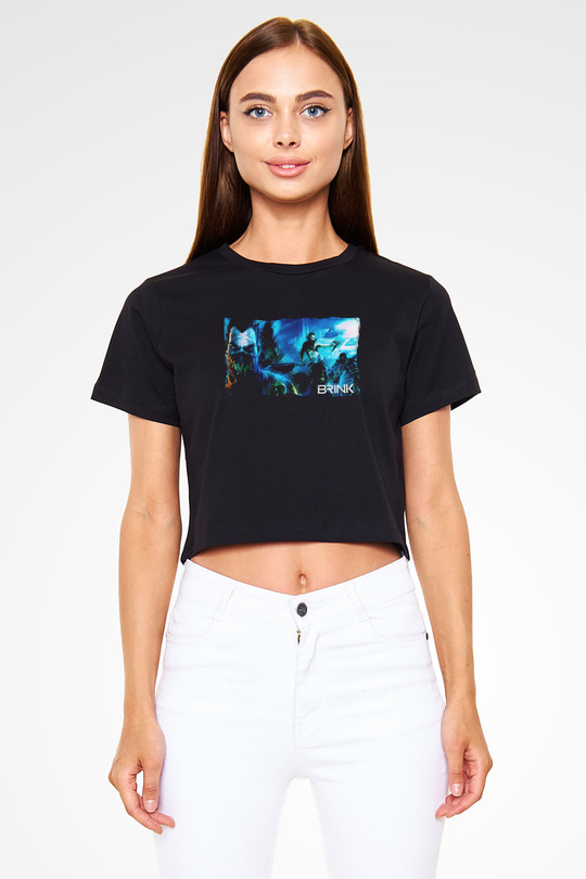 Brink Siyah  Crop Top Tişört