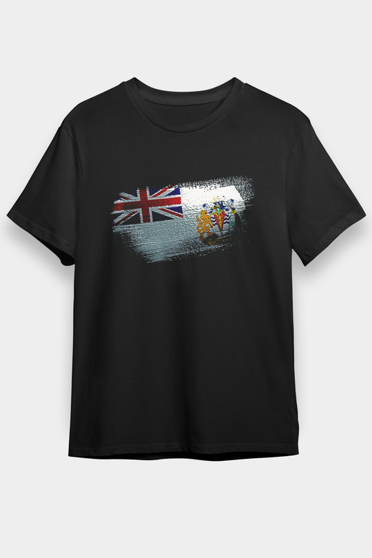 Britanya Antarktika Toprakları - British Antarctic Territory Bayrağı Baskılı Unisex Siyah Tişört