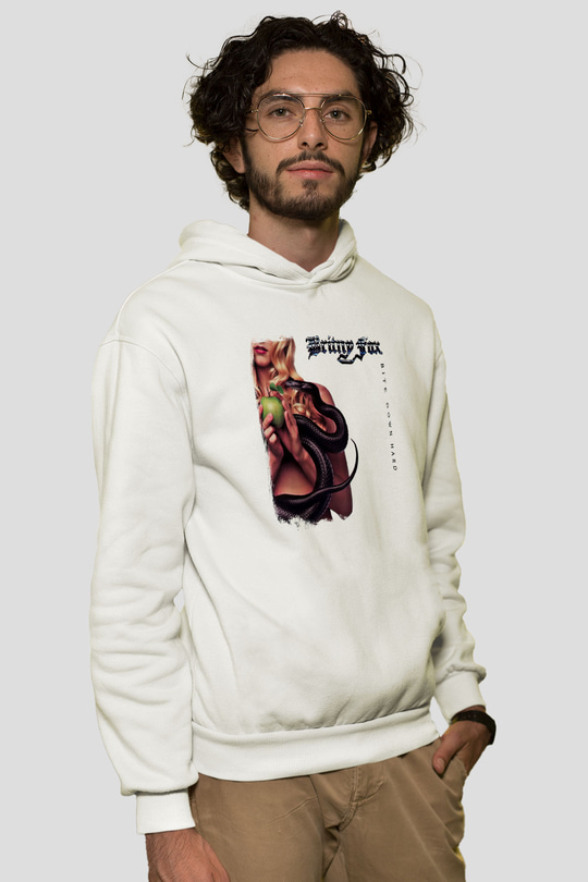 Britny Fox Baskılı Unisex Beyaz Hoodie