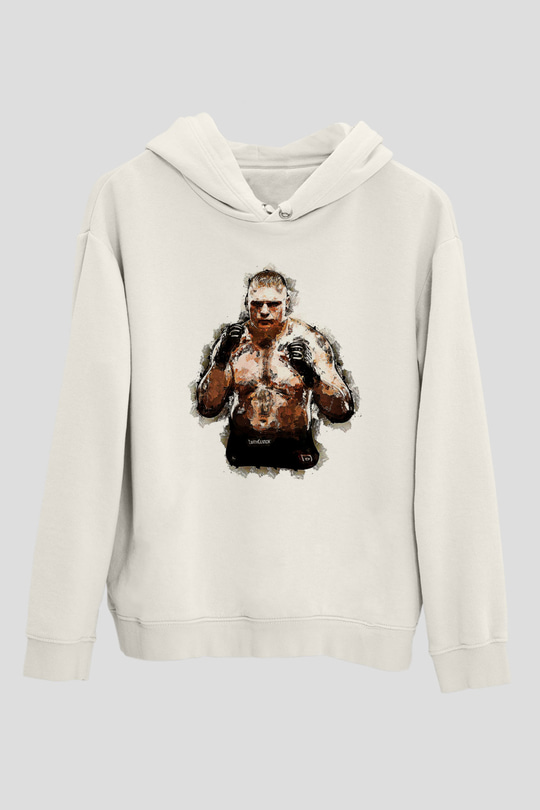 Brock Lesnar Baskılı Beyaz Unisex Hoodie