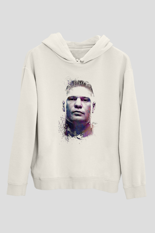 Brock Lesnar Baskılı Beyaz Unisex Hoodie