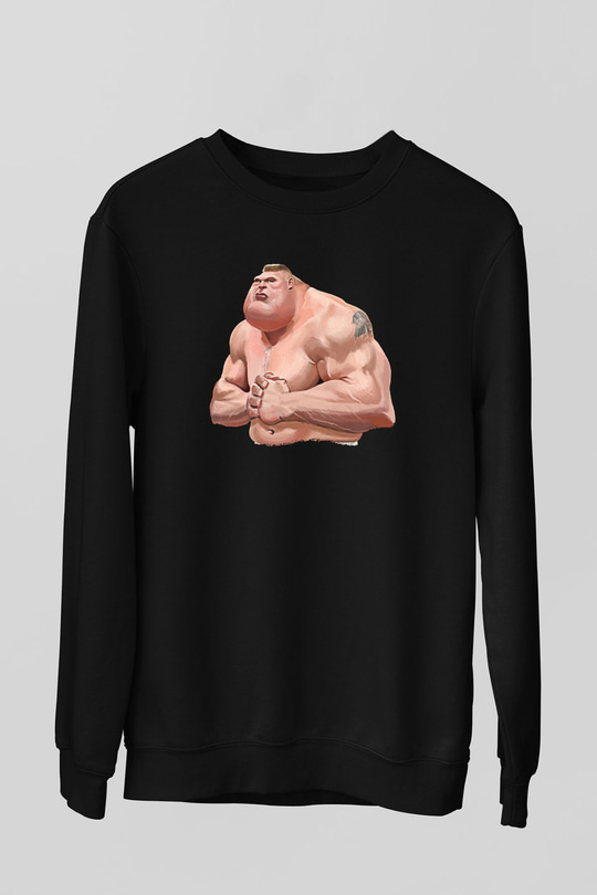 Brock Lesnar Baskılı Unisex Siyah Sweatshirt