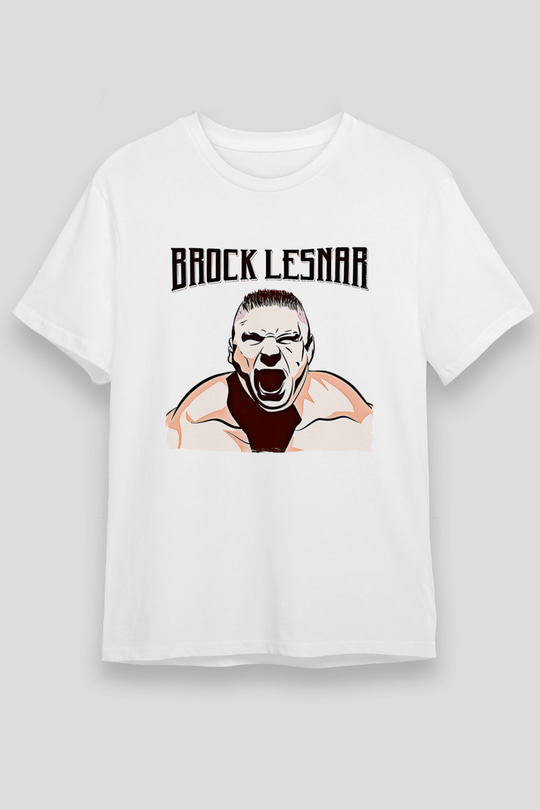 Brock Lesnar Unisex Baskılı Beyaz Tişört - Tshirt