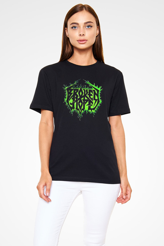 Broken Hope Baskılı Unisex Siyah Tişört - Tshirt