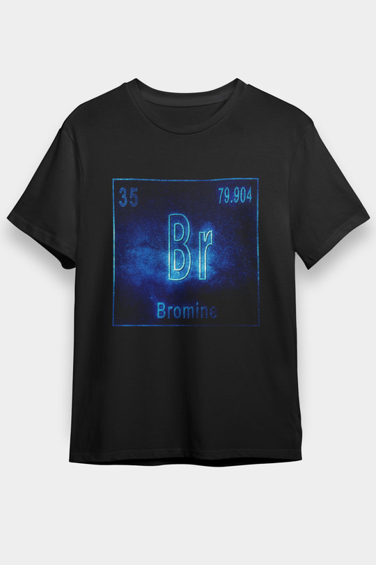 Brom Atom Numarası Baskılı Unisex Siyah Tişört