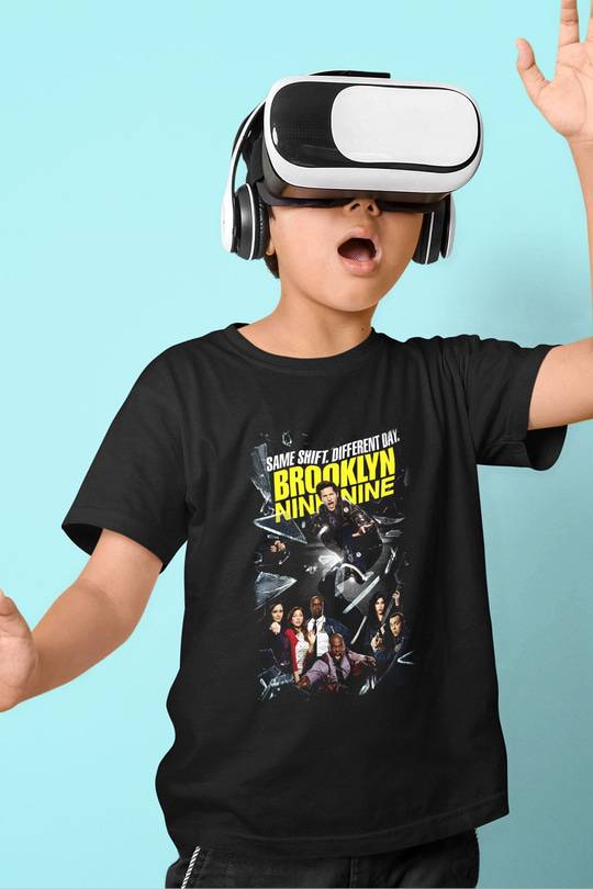 Brooklyn Nine-Nine Baskılı Siyah Unisex Çocuk Tişört