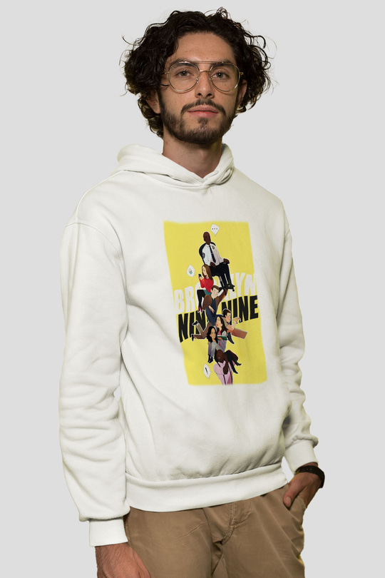 Brooklyn Nine-Nine Beyaz Unisex Kapşonlu Sweatshirt