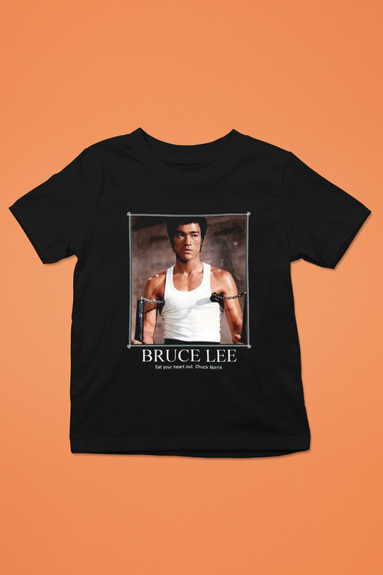 Bruce Lee Baskılı Siyah Unisex Çocuk Tişört