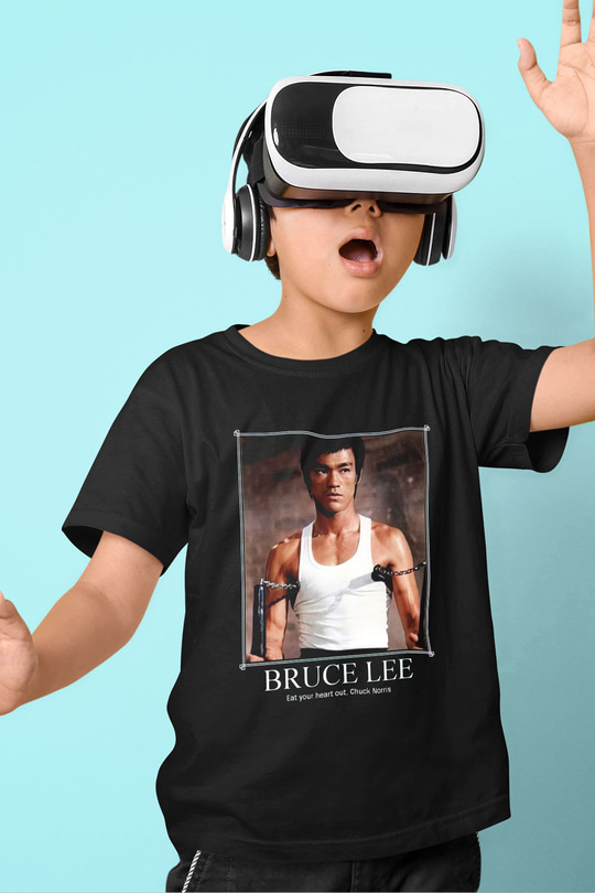Bruce Lee Baskılı Siyah Unisex Çocuk Tişört