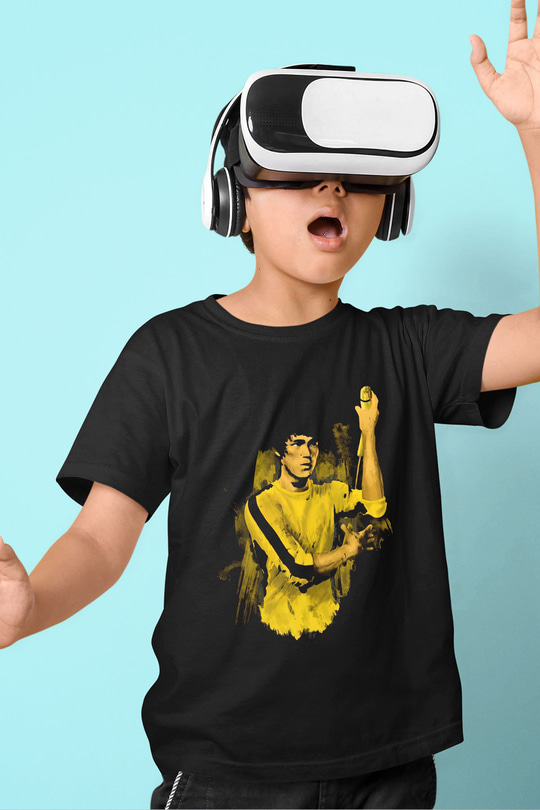 Bruce Lee Baskılı Siyah Unisex Çocuk Tişört