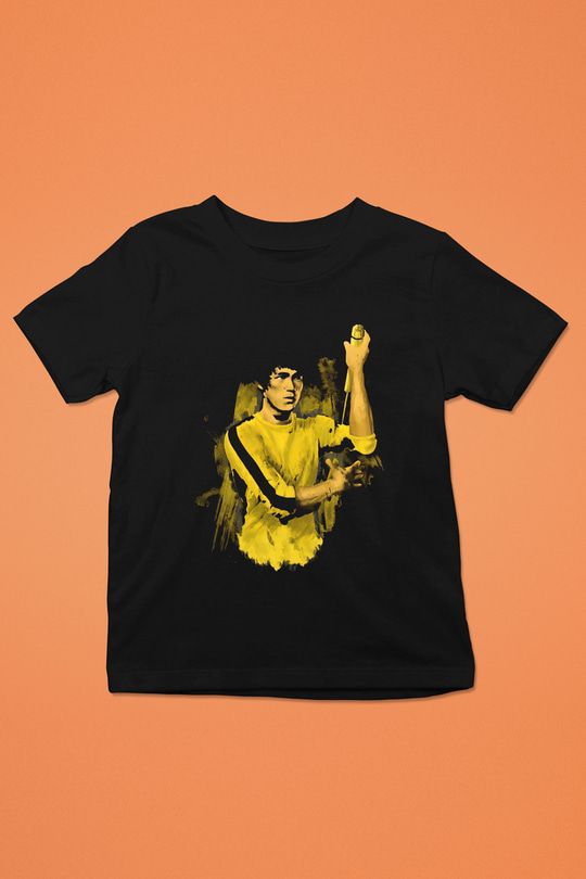 Bruce Lee Baskılı Siyah Unisex Çocuk Tişört