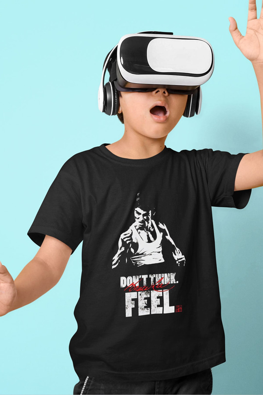 Bruce Lee Baskılı Siyah Unisex Çocuk Tişört
