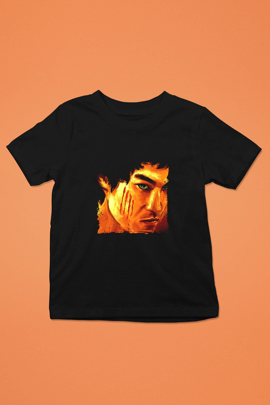Bruce Lee Baskılı Unisex Siyah Çocuk Tişört