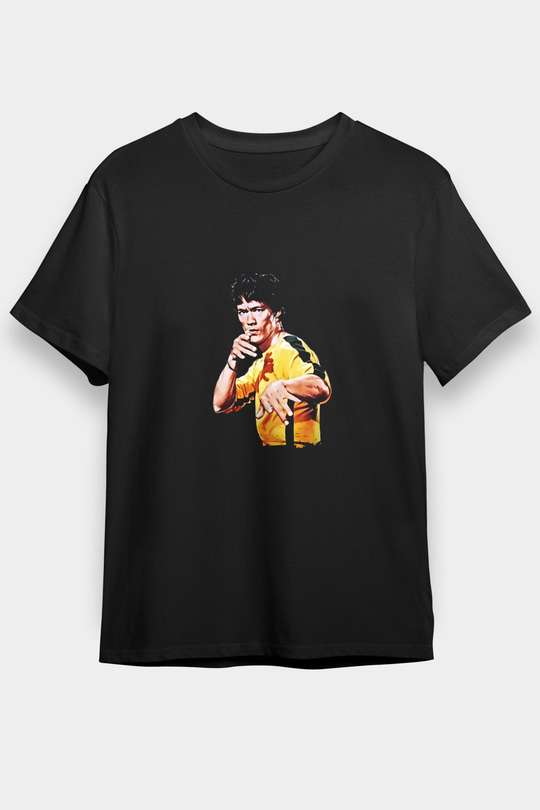 Bruce Lee Baskılı Unisex Siyah Tişört