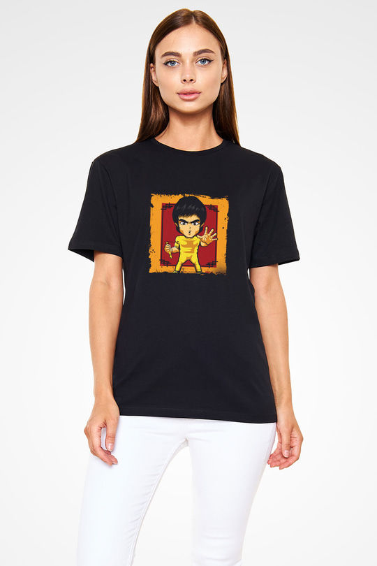 Bruce Lee Baskılı Unisex Siyah Tişört