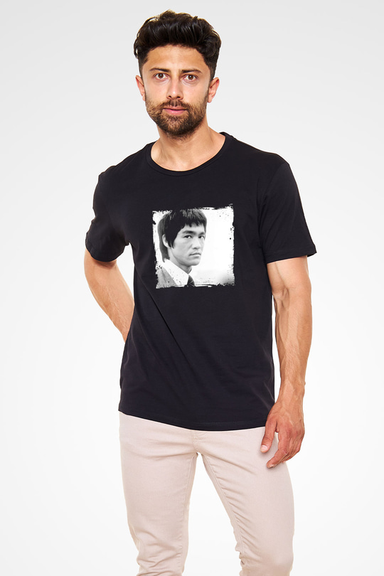 Bruce Lee Baskılı Unisex Siyah Tişört