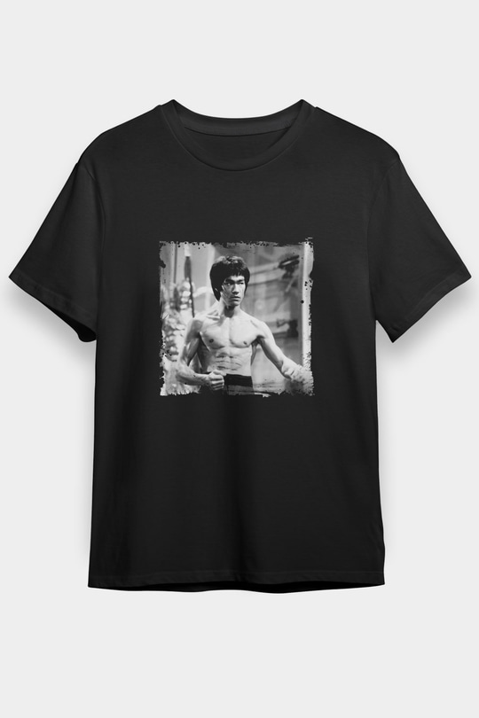 Bruce Lee Baskılı Unisex Siyah Tişört