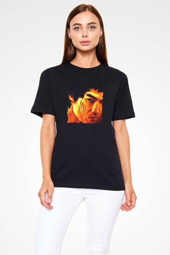 Bruce Lee Baskılı Unisex Siyah Tişört