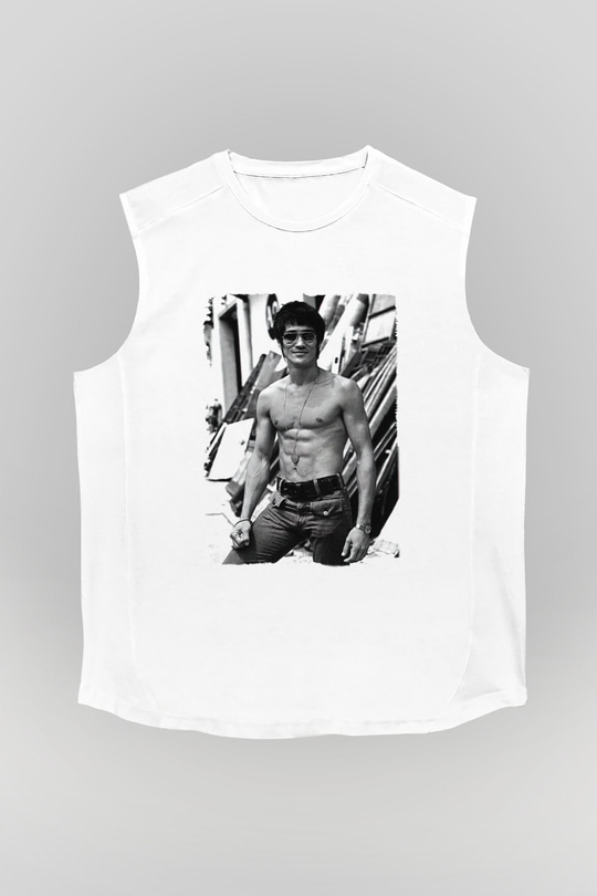 Bruce Lee Beyaz Unisex Kolsuz Tişört