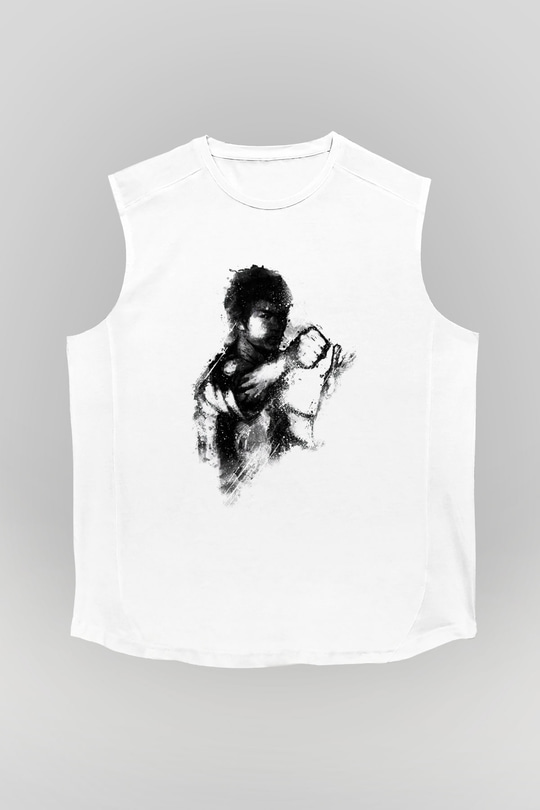 Bruce Lee Beyaz Unisex Kolsuz Tişört