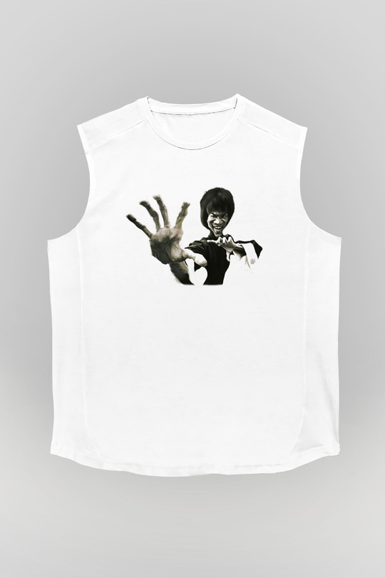 Bruce Lee Beyaz Unisex Kolsuz Tişört